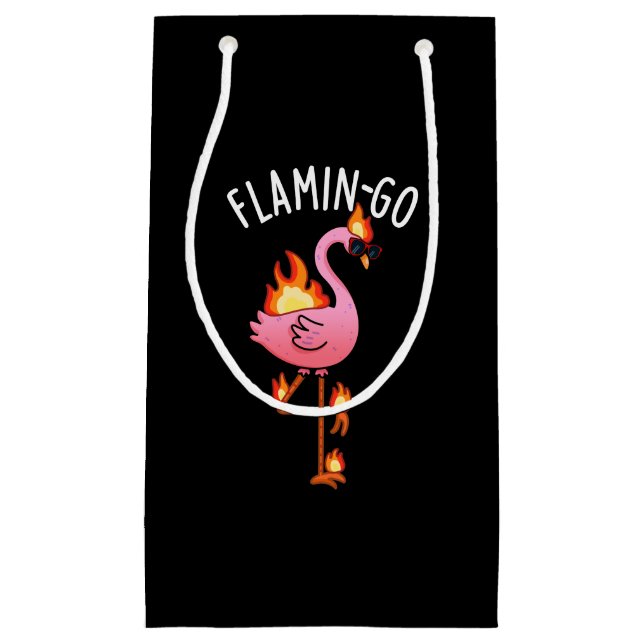 Flamin-go Funny Flamingo Pun Dark BG Small Gift Bag (Front)