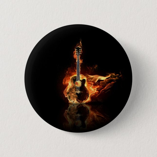 flamin guitar button (Front)