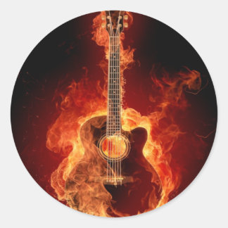 flamin guitar classic round sticker