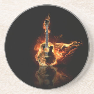 flamin guitar sandstone coaster