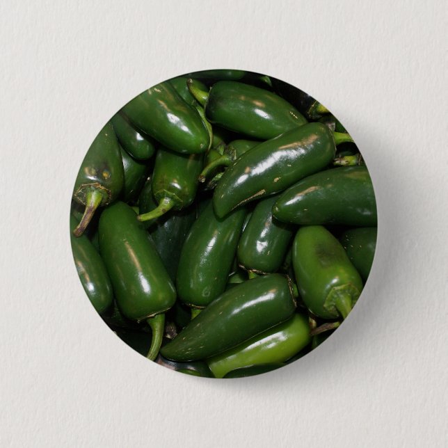 Flamin' Hot Green Jalepeno Peppers Art Pinback Button (Front)