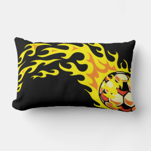 Flamin’ Soccer Ball Lumbar Pillow