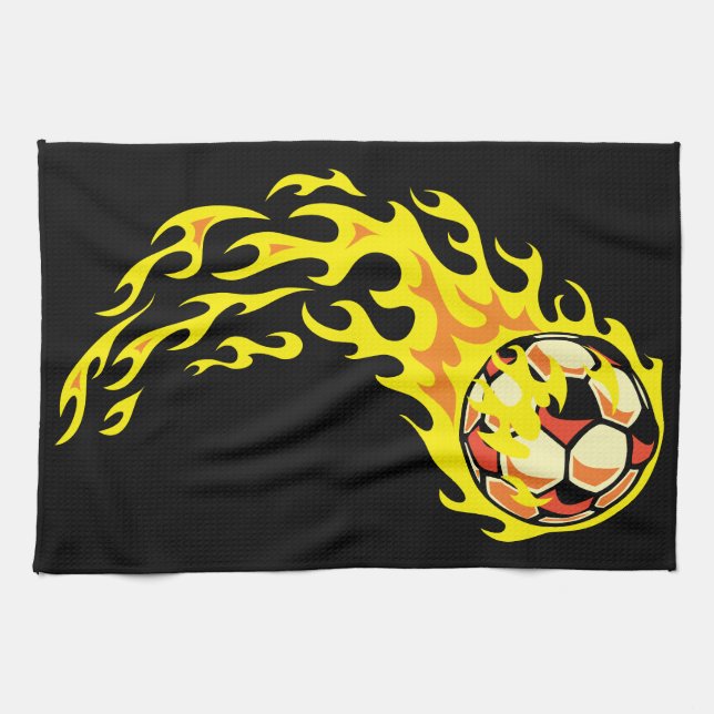 Flamin' Soccer Ball Towel (Horizontal)