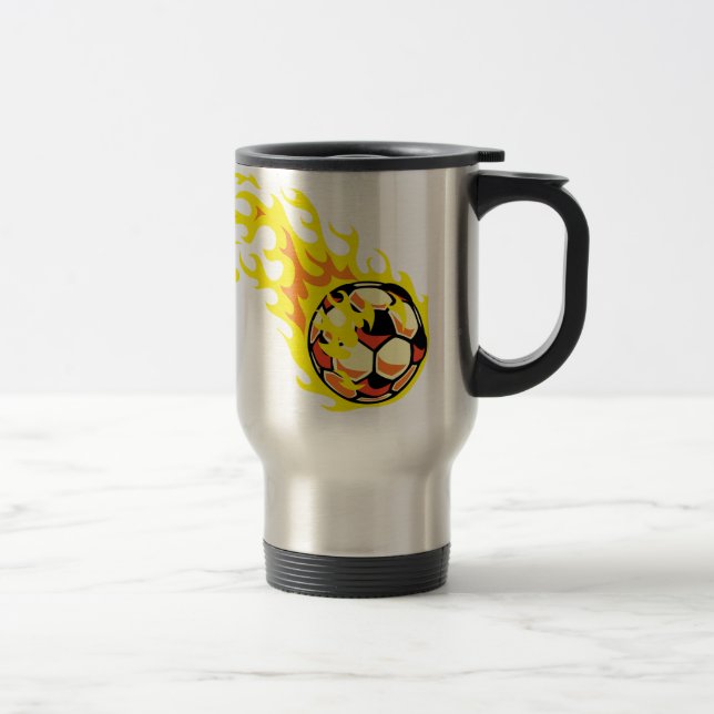 Flamin' Soccer Ball Travel Mug (Right)