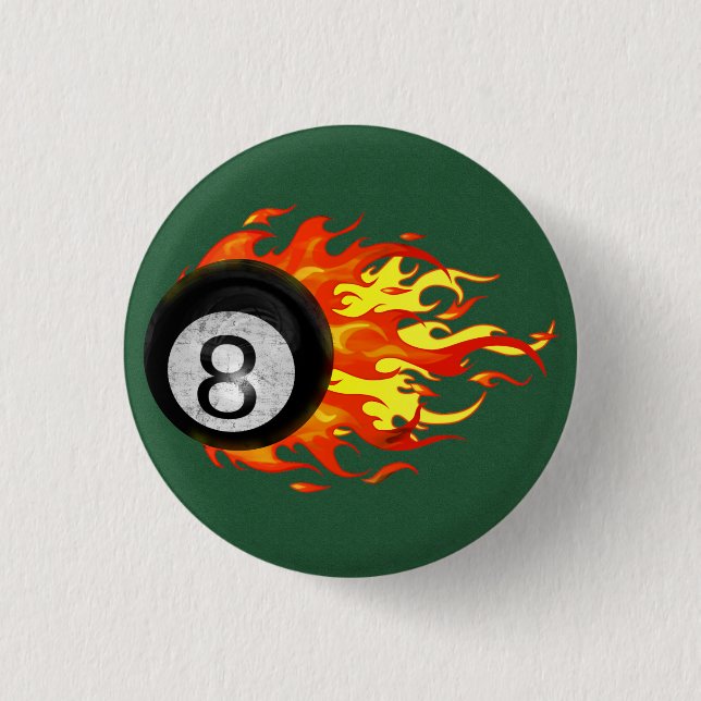 Flaming 8 Ball Button (Front)