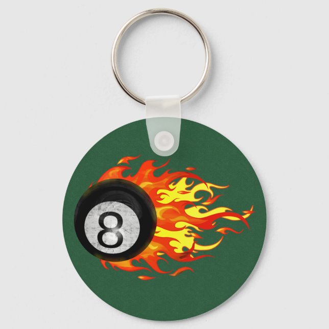 Flaming 8 Ball Keychain (Front)