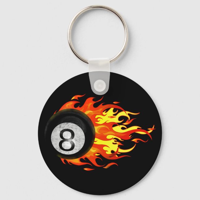 Flaming 8 Ball Keychain (Front)