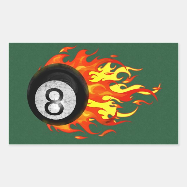 Flaming 8 Ball Rectangular Sticker (Front)