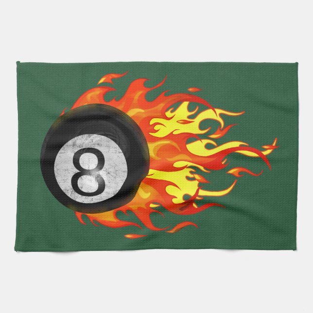 Flaming 8 Ball Towel (Horizontal)