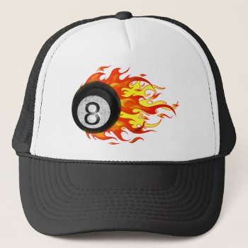 Flaming 8 Ball Trucker Hat by packratgraphics at Zazzle