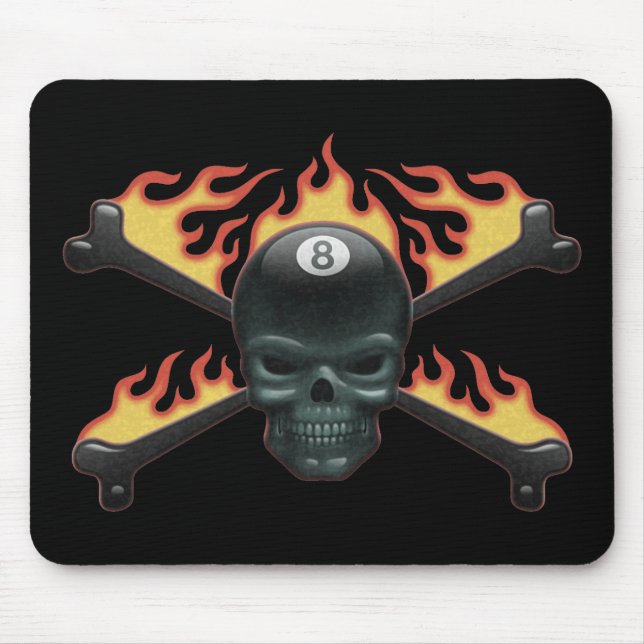 Flaming 8 Skull Mouse Pad (Front)