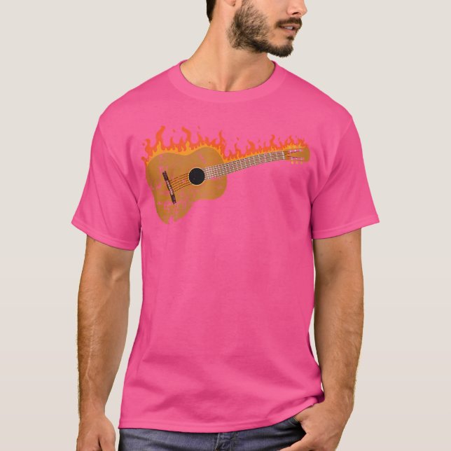 Flaming Acoustic Guitar T-Shirt (Front)