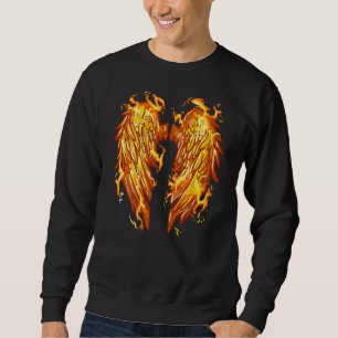 Flaming Angel Wings On Back Fire Feathers Sweatshirt
