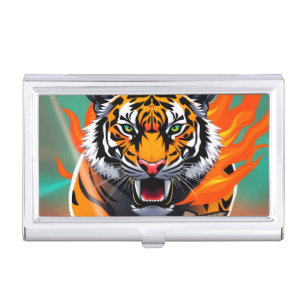 Flaming anime tiger business card case