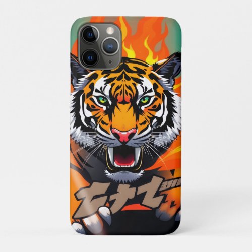 Flaming anime tiger  iPhone 11 pro case