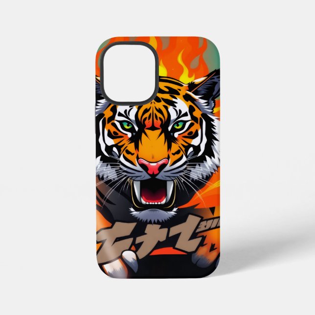 Flaming anime tiger  iPhone case (Back)