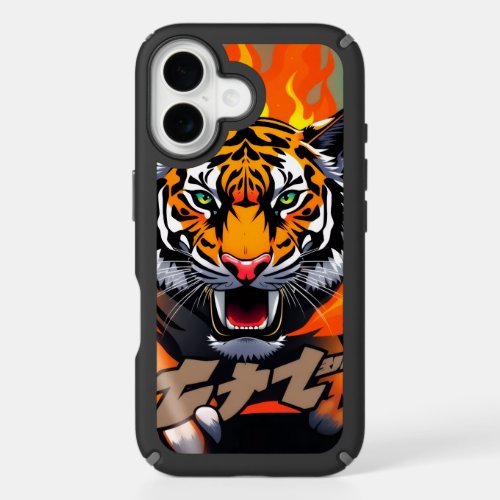 Flaming anime tiger  iPhone 16 case