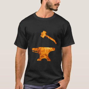 Flaming Anvil Hammer Blacksmith Metalworking T-Shirt