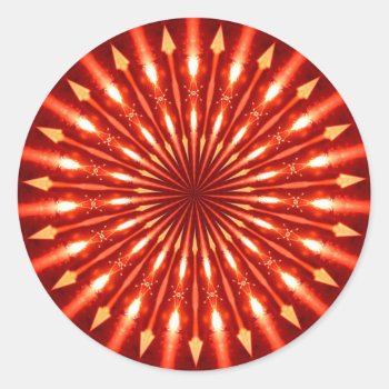 Flaming Arrows Kaleidoscope Classic Round Sticker by dbvisualarts at Zazzle