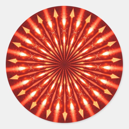 flaming arrows kaleidoscope classic round sticker