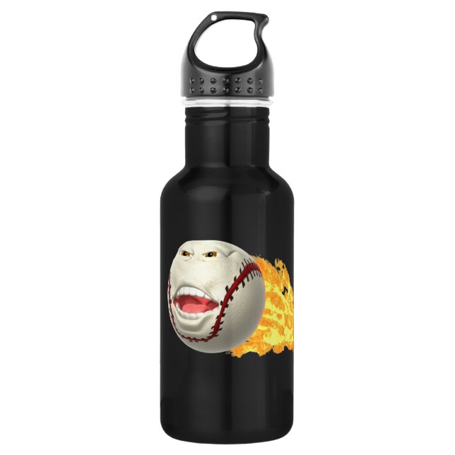 Flaming Baseball 32 oz. Water Bottle (Front)