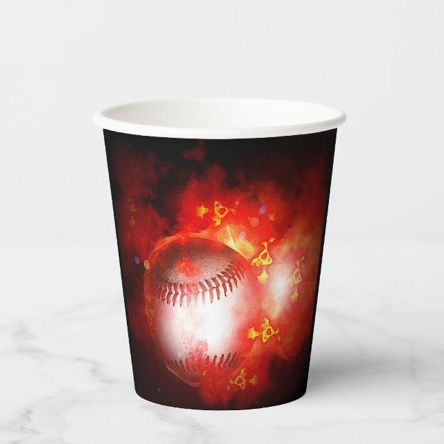 Flaming Baseball Inspirational Paper Cups (Front)