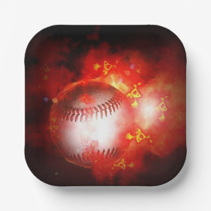 Flaming Baseball Inspirational Paper Plates