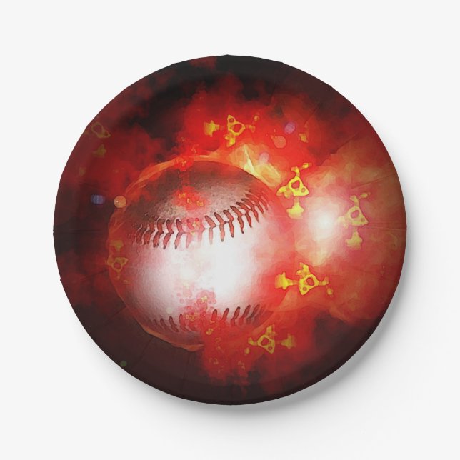 Flaming Baseball Inspirational Paper Plates (Front)