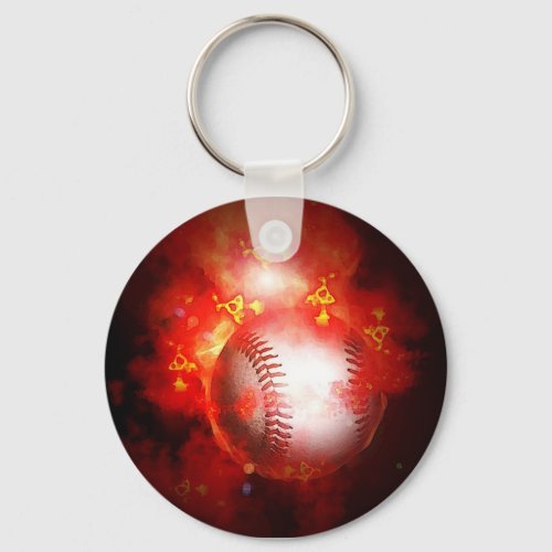 Flaming Baseball Keychain
