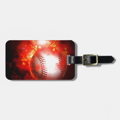 Flaming Baseball Luggage Tag
