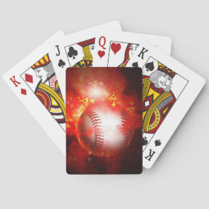 Flaming Baseball Poker Cards