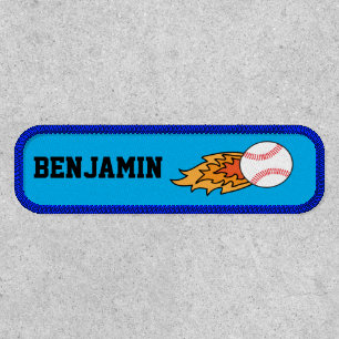 Flaming Baseball Sports Patch