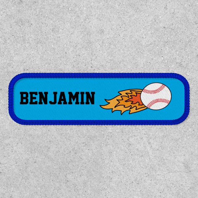 Flaming Baseball Sports Patch (Front)