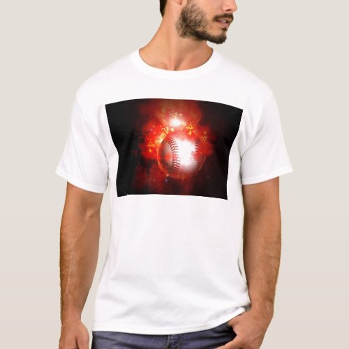 Flaming Baseball T_Shirt