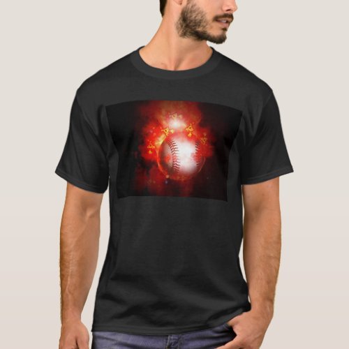 Flaming Baseball T_Shirt