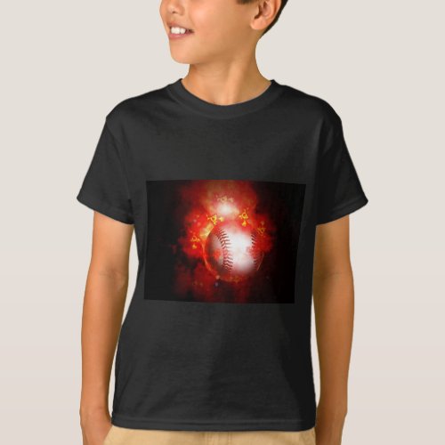 Flaming Baseball T_Shirt