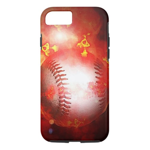 Flaming Baseball Tough iPhone 7 Case