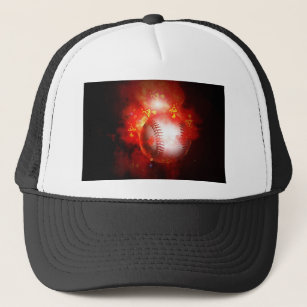 Flaming Baseball Trucker Hat