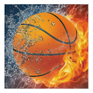 Flaming basketball acrylic print