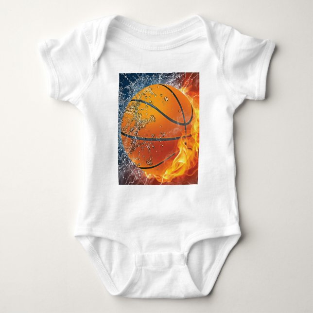 Flaming basketball baby bodysuit (Front)
