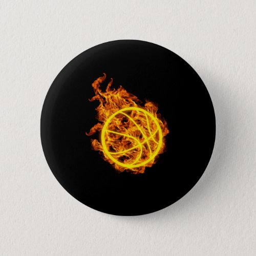 Flaming Basketball Ball Basketball Player Button