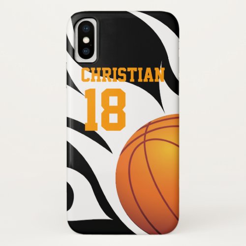 Flaming Basketball Black and White iPhone X Case
