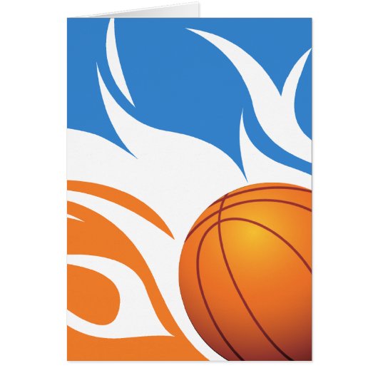 Flaming Basketball Blue and Orange Cards (Front)