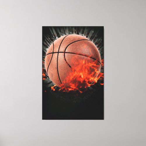 Flaming Basketball Canvas Print