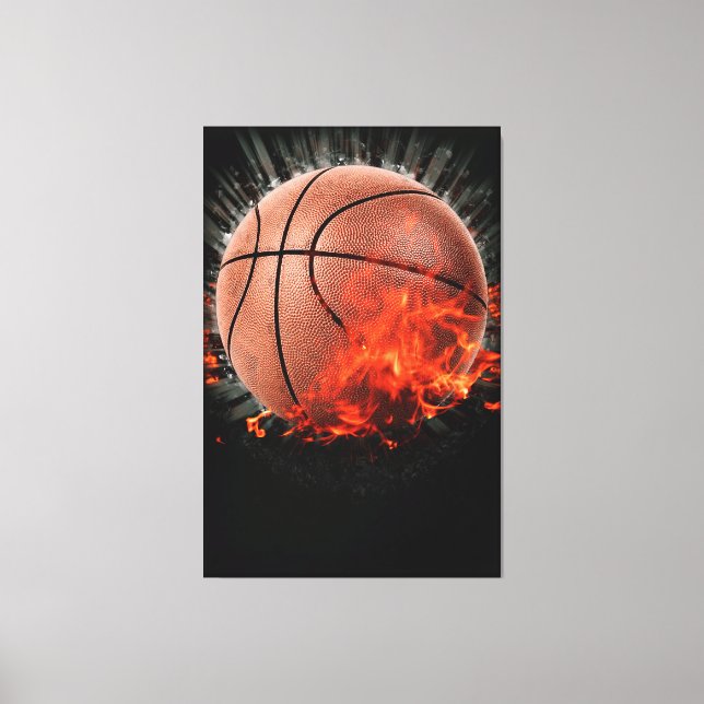 Flaming Basketball Canvas Print (Front)