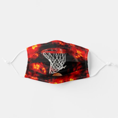 Flaming Basketball Digital Photo Sports Art Adult Cloth Face Mask