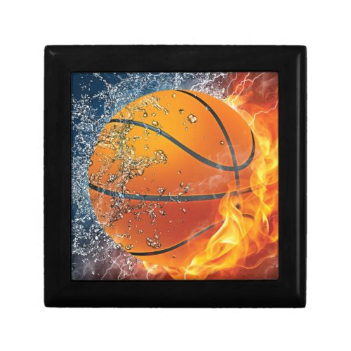 Flaming basketball gift box