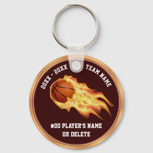 Flaming Basketball Gifts for Players PERSONALIZED Keychain