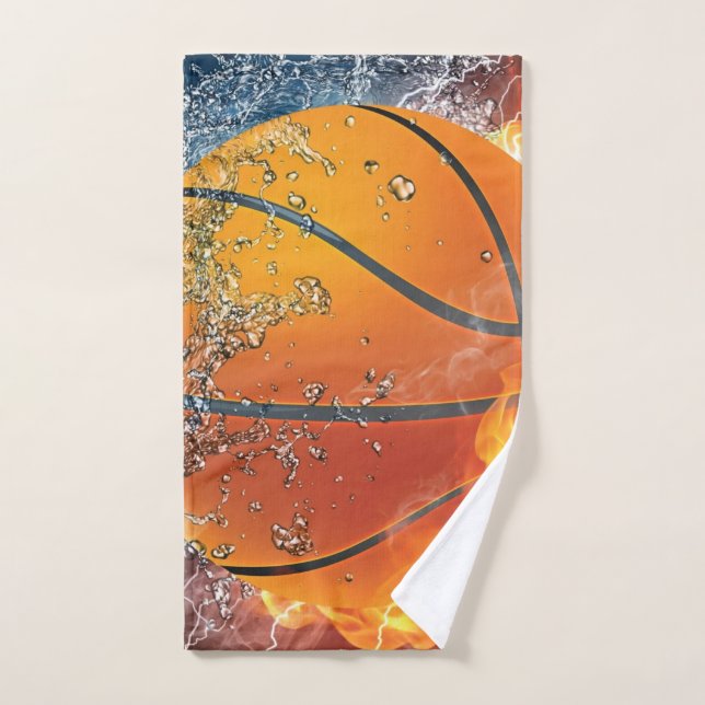 Flaming basketball hand towel  (Hand Towel)