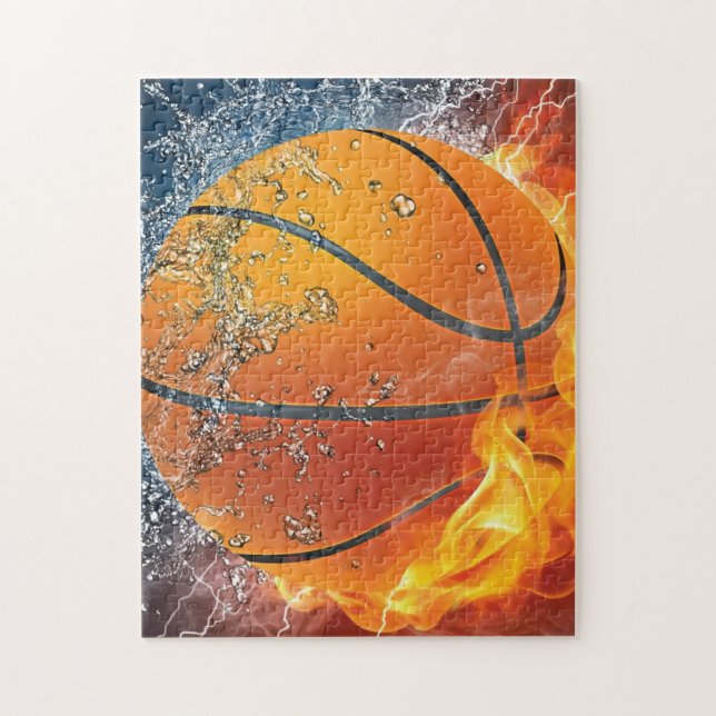 Flaming basketball jigsaw puzzle (Vertical)